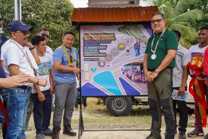 costplus-deped-nea-696x465 SCHOOL ENERGIZATION. Department of Education Secretary Juan Edgardo Angara (left) and National Electrification Administration (NEA) administrator Antonio Mariano Almeda (right) attend the energization of the Datu Saldong Domino Elementary School in Agusan del Norte. This was achieved through CostPlus’s Kidlat EV, which equipped a remote, off-grid public school with solar energy and energy storage.
